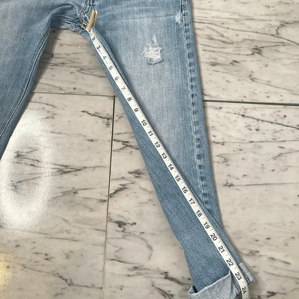 Abercrombie Girls Distressed Cuffed Capri Jeans Size 16 Blue Denim Pocket Detail
